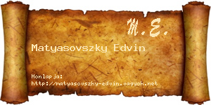 Matyasovszky Edvin névjegykártya